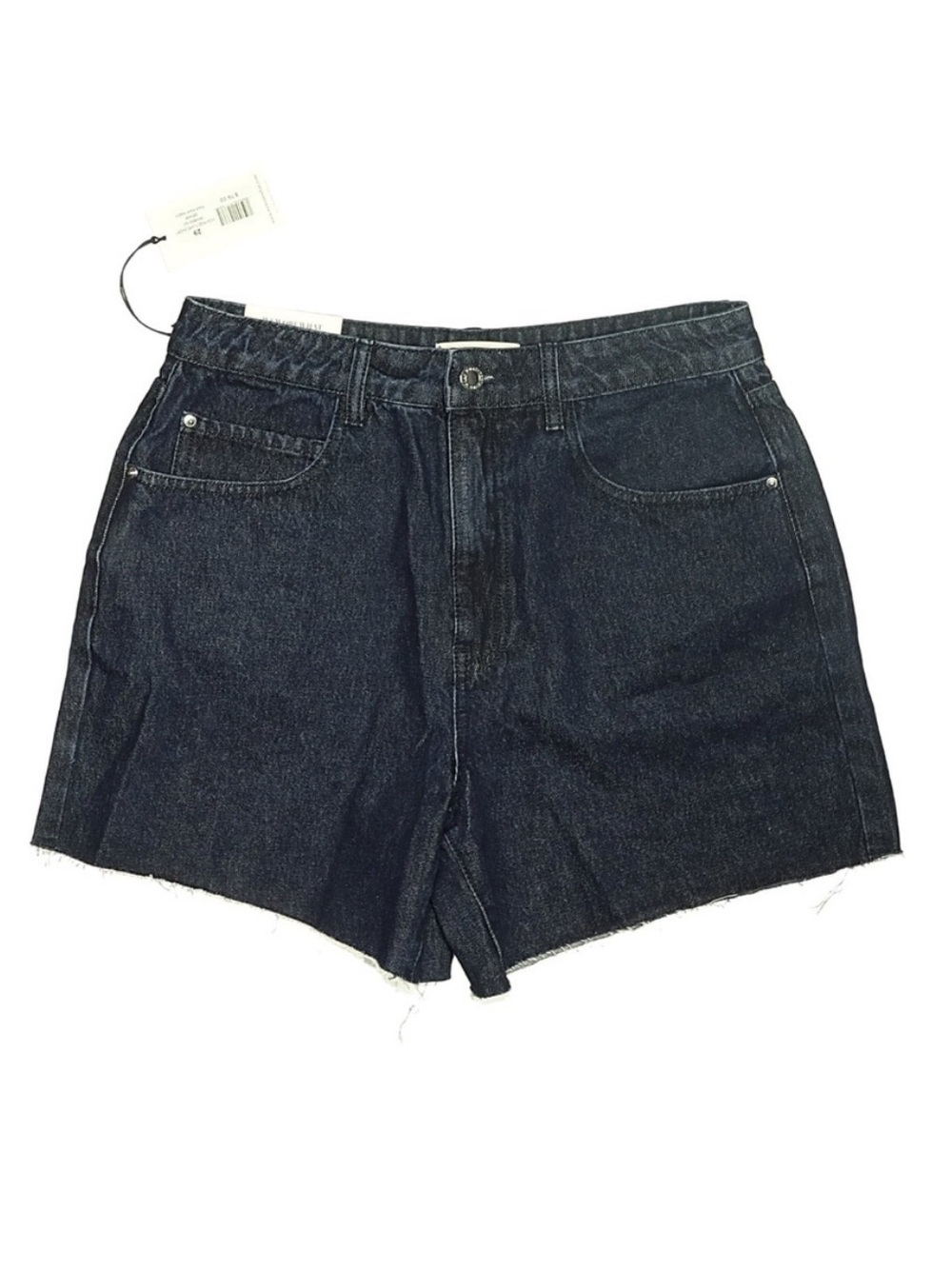 WeWoreWhat High Rise A-Line Denim Shorts Dark Wash Frayed Hem Size 29 NWT - Picture 1 of 4